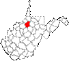 State map highlighting Doddridge County